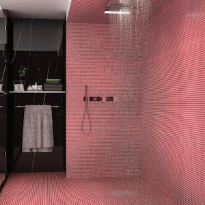 Glimmer Red 4 in. x 0.16 in. Polished Glass Wall Mosaic Tile Sample