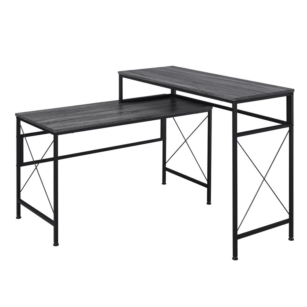 Furniture of America Domino Gray L-Shaped Writing Desk With USB Ports ...