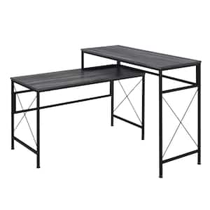 Domino Gray L-Shaped Writing Desk With USB Ports