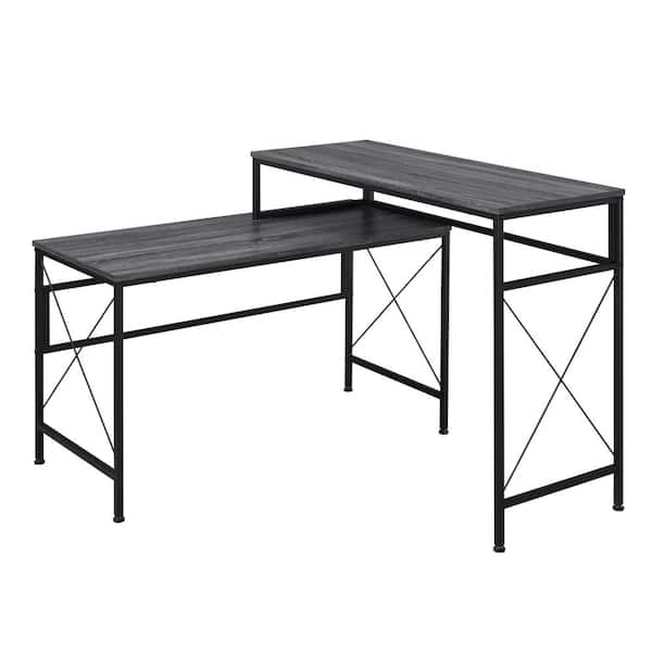 Furniture of America Domino Gray L-Shaped Writing Desk With USB Ports