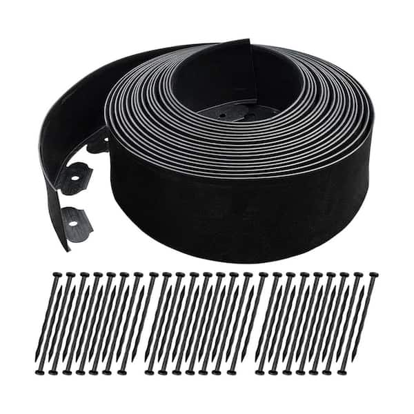 50 ft. Extra Tall 4 in. H x Flexible Heavy-Duty Plastic Landscape Edging Border Black with 45 Spikes 1 Roll