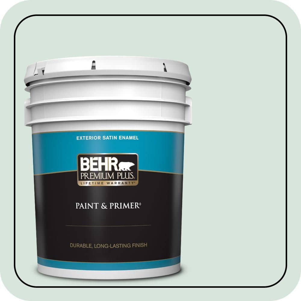 BEHR PREMIUM PLUS 5 gal. #S420-1 New Day Satin Enamel Exterior Paint ...