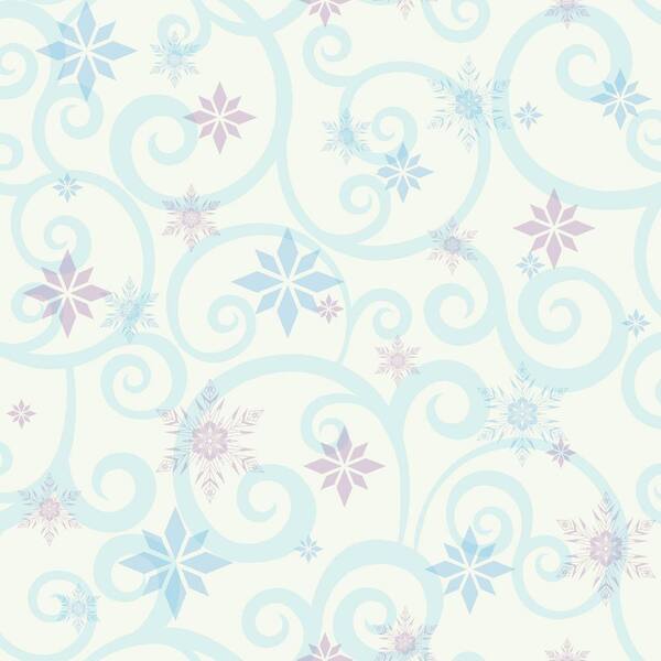 York Wallcoverings Disney Frozen Snowflake Scroll Wallpaper White Paper Strippable Roll (Covers 56 sq. ft.)