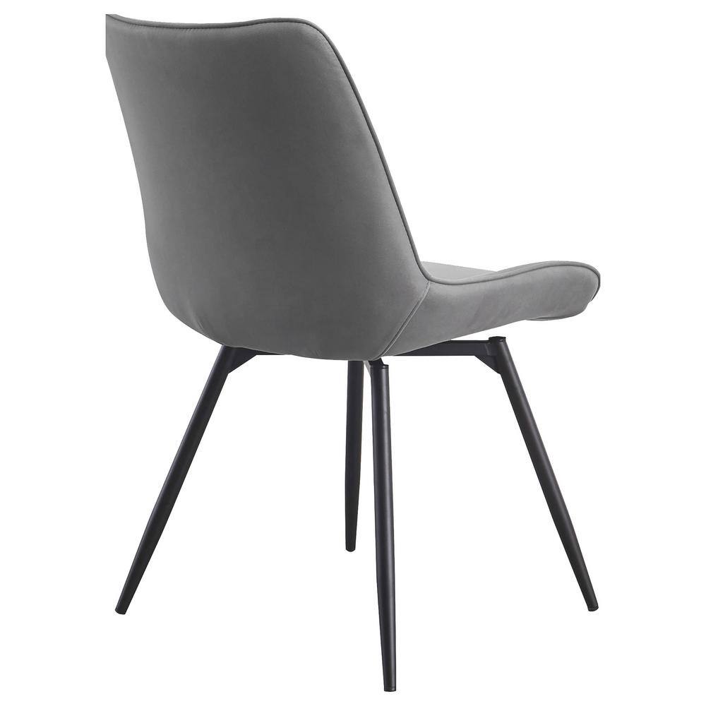 Gray Faux Leather Swivel Dining Chair with Metal Legs