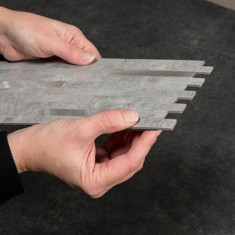 Cloud Shimmer Gray Composite Peel and Stick Backsplash Tiles