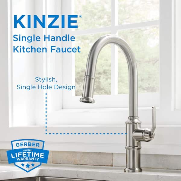 Kinzie Single Handle Pull Down Sprayer Kitchen Faucet in Stainless Steel