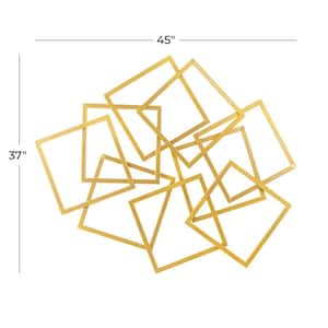 45 in. x 37 in. Metal Gold Overlapping Square Geometric Wall Decor