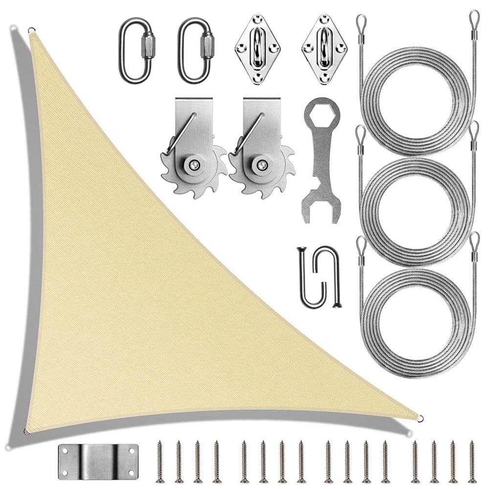 14 ft. x 14 ft. x 19.8 ft. Right Triangle Sun Shade Sail Canopy Fabric Cloth with Hardware Tawal-Beige price history on PriceWatchPro