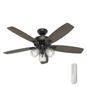 Highbury II 52 in. Indoor Matte Black Ceiling Fan With LED Light Kit and Remote