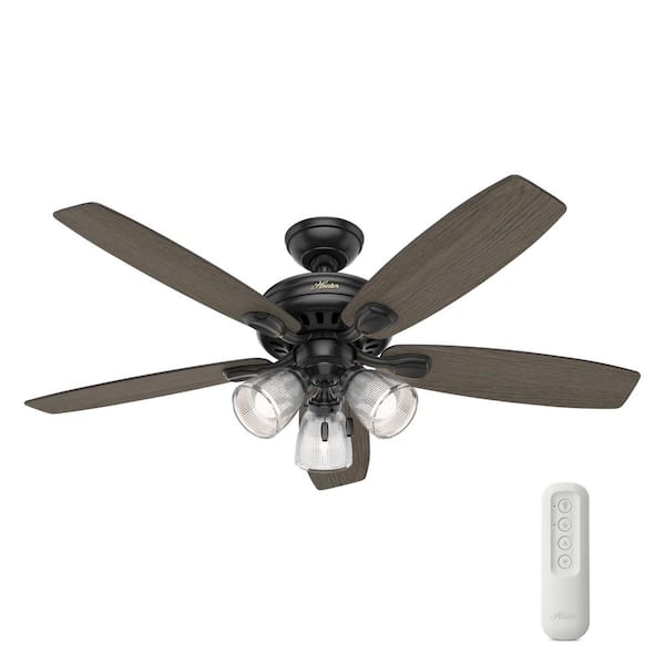 Hunter Highbury II 52 in. Indoor Matte Black Ceiling Fan With LED Light Kit and Remote