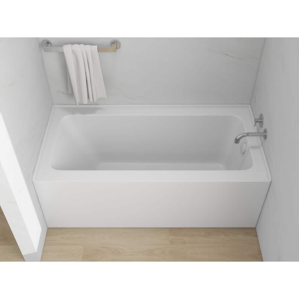 Pure White Acrylic Alcove Skirt Soaking Bathtub with Right Drain