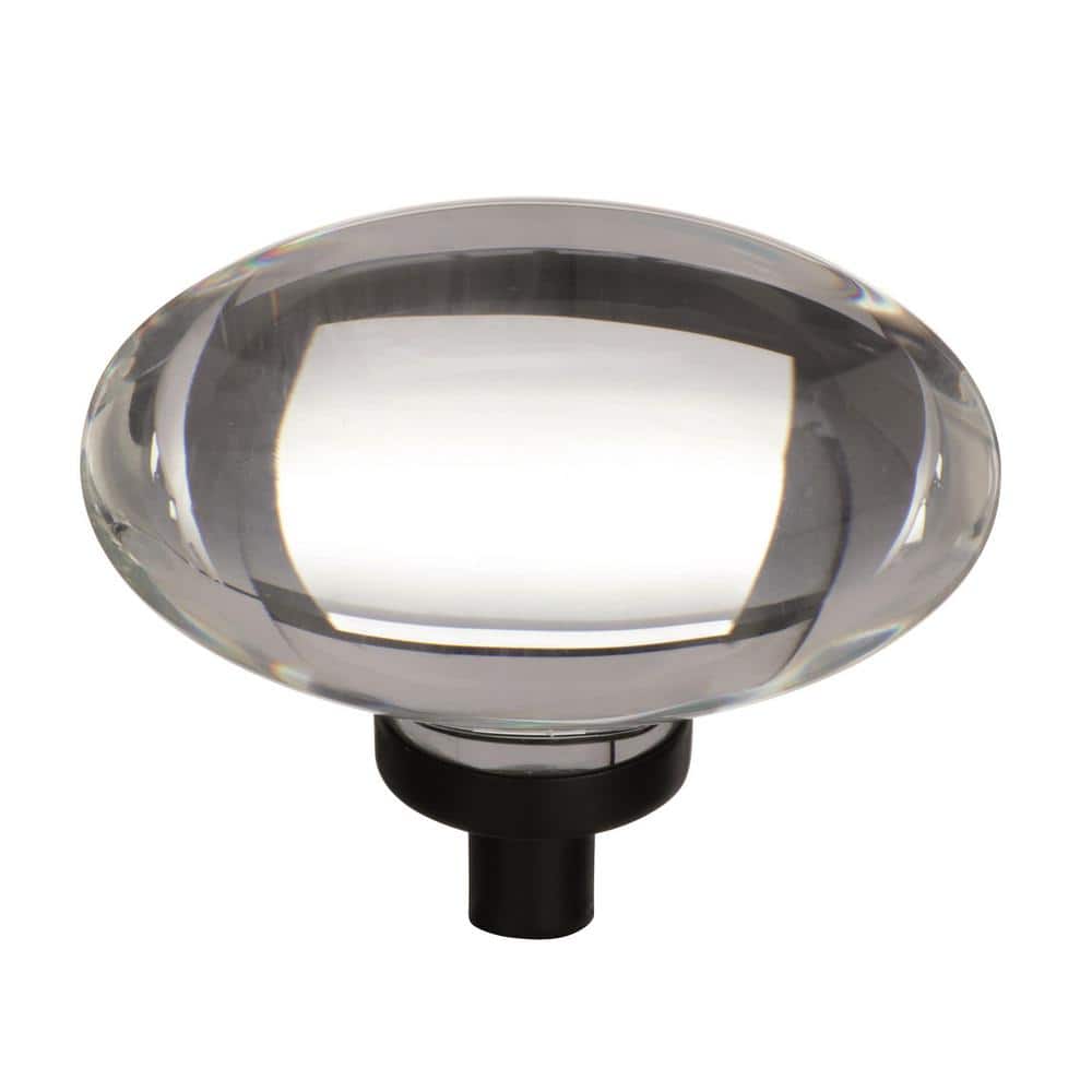 Clear Glass and Black Bronze Oval Cabinet Knob, 1-3/4 Inches