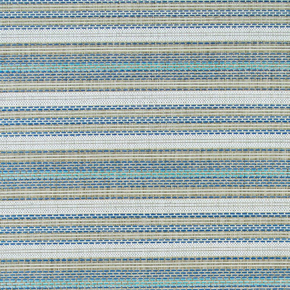Monaco Ivory-Sand-Azure 5' x 7' Stripe Indoor/Outdoor Area Rug