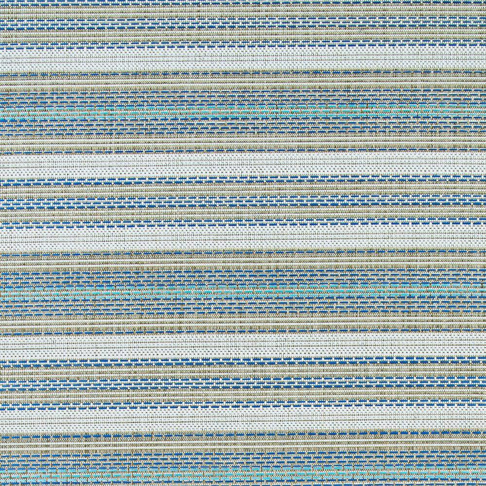 Ivory Sand Azure Blue 6' x 9' Flat Woven Stripe Rug