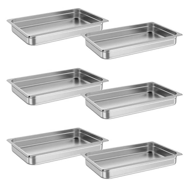 6-Piece Stainless Steel Steam Table Hotel Pans, 20.9 x 12.8 x 2 in. Roasting Pan Set