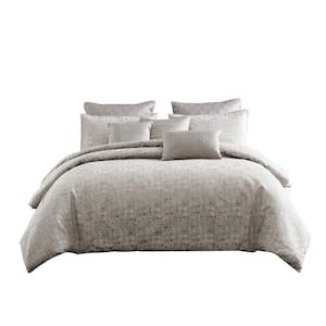 9-Piece Gray Solid Print Polyester Queen Comforter Set