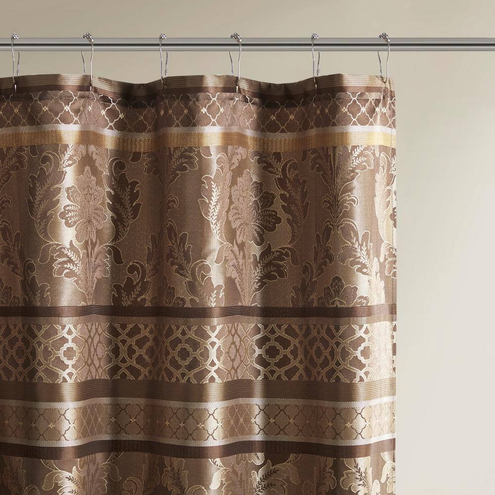 Bellagio Brown Damask Polyester Shower Curtain