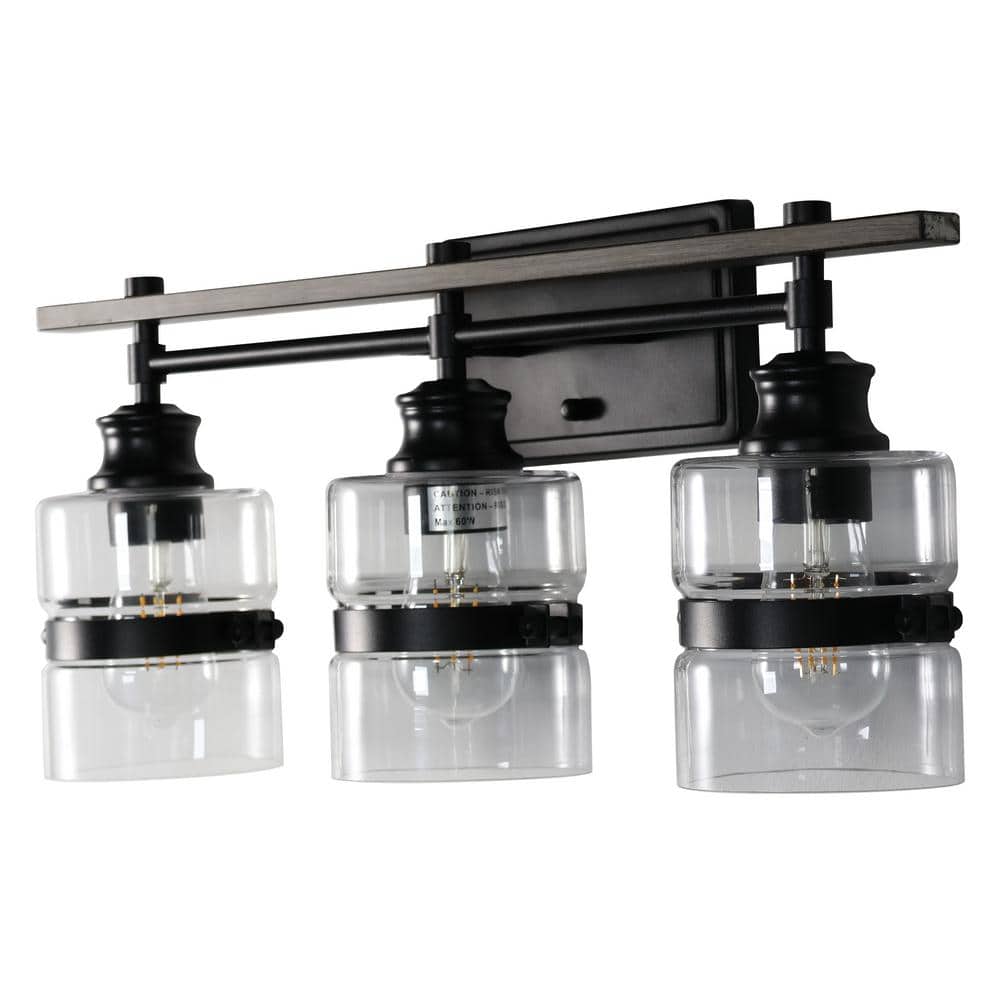 23 in. 3-Light Black LED Vanity Light with Metal Decorative Shades price history on PriceWatchPro