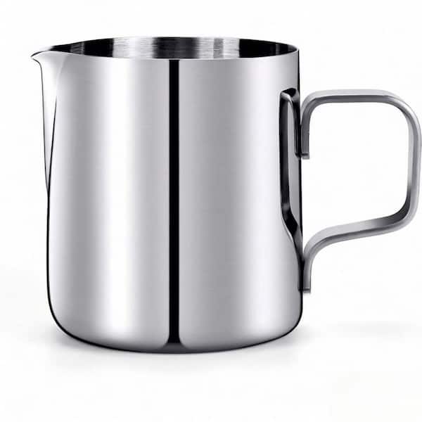 Milk Frothing Pitcher, 6.8 oz. Stainless Steel Milk Frother Cup, Small Steaming Pitcher, Latte Art Pour Cup, Silver