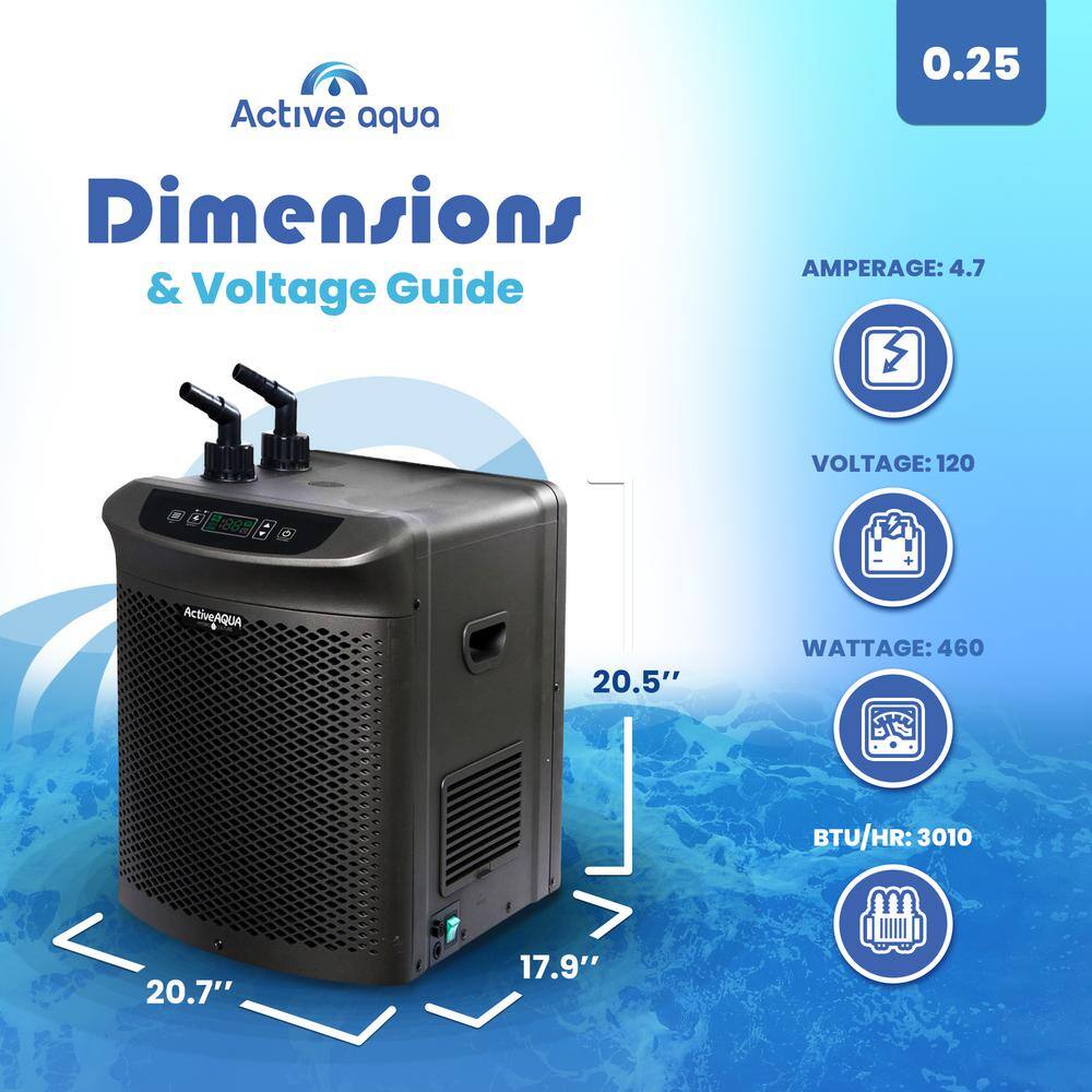 Active Aqua 1/4 HP Black Hydroponic Water Chiller