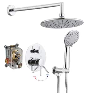 Single Handle 3-Spray Rain Shower Faucet Head Round 2.5 GPM with High Pressure in. Polished Chrome(Valve Included)