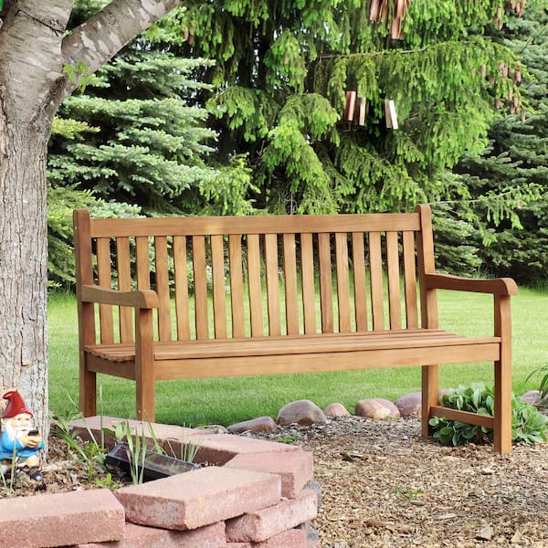 Sunnydaze 60 in. 2-Person Teak Outdoor Patio Garden Bench