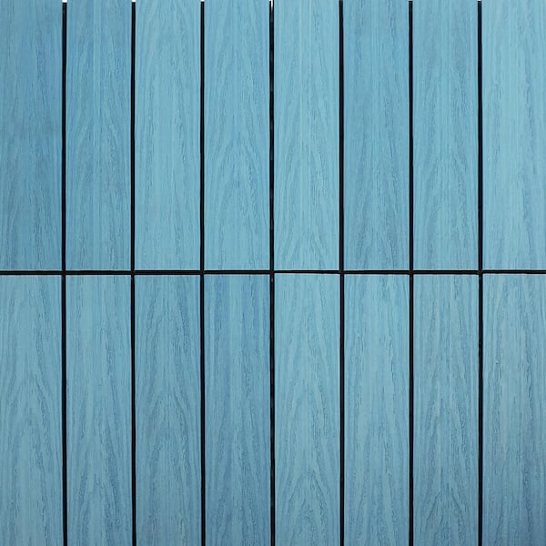 NewTechWood UltraShield Naturale 1 ft. x 1 ft. Quick Deck Outdoor Composite Deck Tile Sample in Grecian Blue