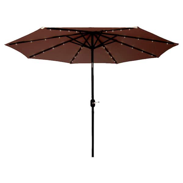 9 ft. Deluxe Solar Powered LED Lighted Patio Market Umbrella (Brown)