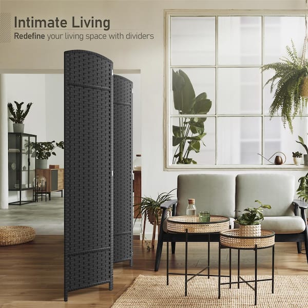 4-Panel Room Divider 6 ft. Tall, Extra Wide Double Hinged Privacy Screen Panels, Partition Room Dividers, Gray Solid