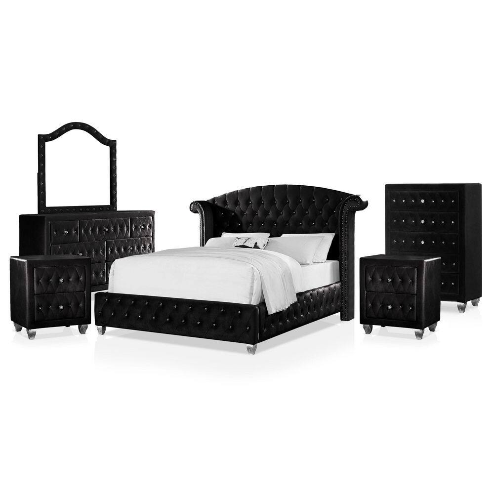 Furniture of America Demartin Black Wood Frame King Platform Bed with  Storage IDF-7223BK-EK - The Home Depot