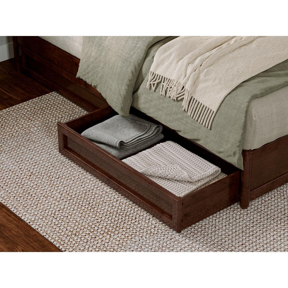 Roslyn Walnut Queen Platform Bed with Storage Drawers