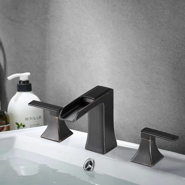 8 in. Widespread Double Handle Bathroom Faucet with Drain Kit Included in Oil Rubbed Bronze