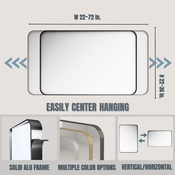 72 in. W x 32 in. H Rectangular Aluminum Framed Wall Bathroom Vanity Mirror in Brushed Nickel