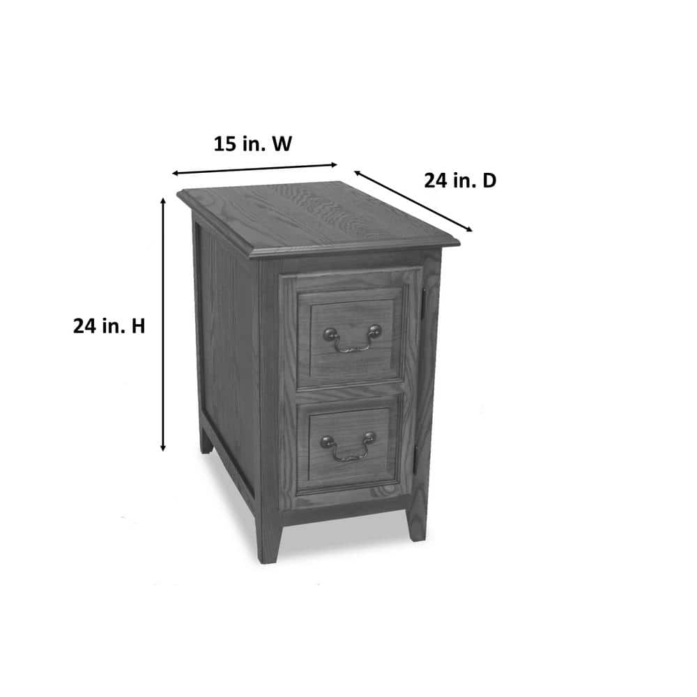 Shaker Medium Oak Solid Wood End Table with Cabinet Storage