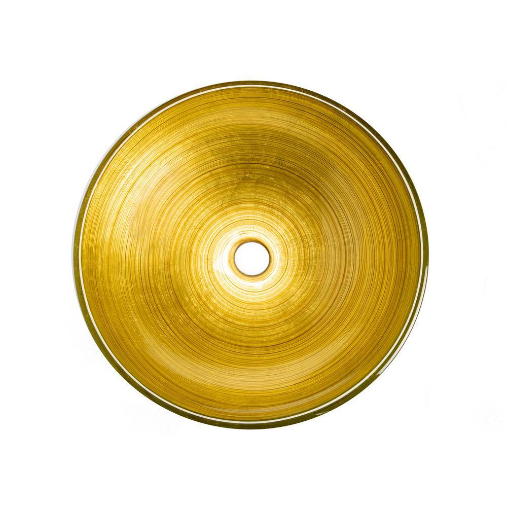 Khaki Tempered Glass Round Above-Counter Bathroom Sink