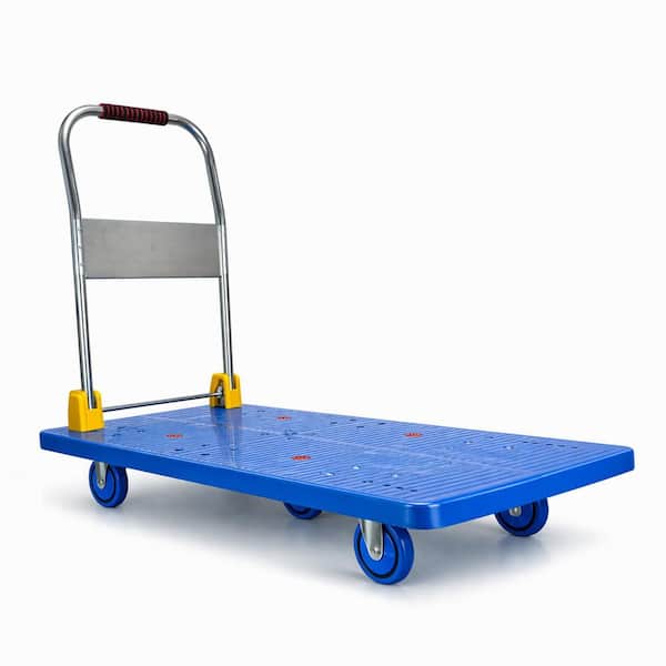 1320 lb. Capacity Heavy-Duty Foldable Platform Push Hand Truck with 5-Wheel Stability System and Reinforced Steel Deck