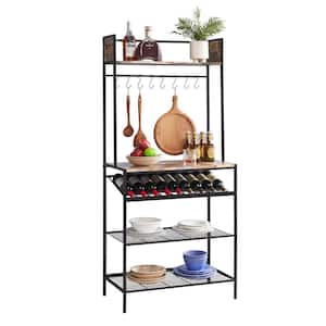 SignatureHome Black/Red 5-Shelf Metal Frame 15 in. W Baker's Rack. (30Lx15Wx65H)
