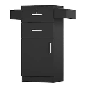 Black Beauty Salon Cabinet Storage Cart Hair Dryer Holder Locking Drawer Styling