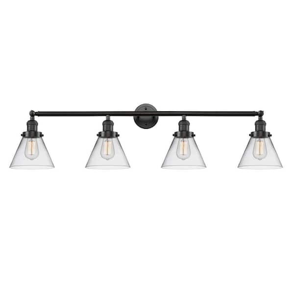 Cone 43.75 in. 4-Light Oil Rubbed Bronze Vanity Light with Glass Shade