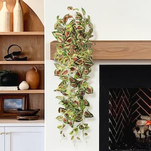 51 in. Green Red Artificial Coleus Ivy Leaf Vine Hanging Plant Greenery Foliage Bush