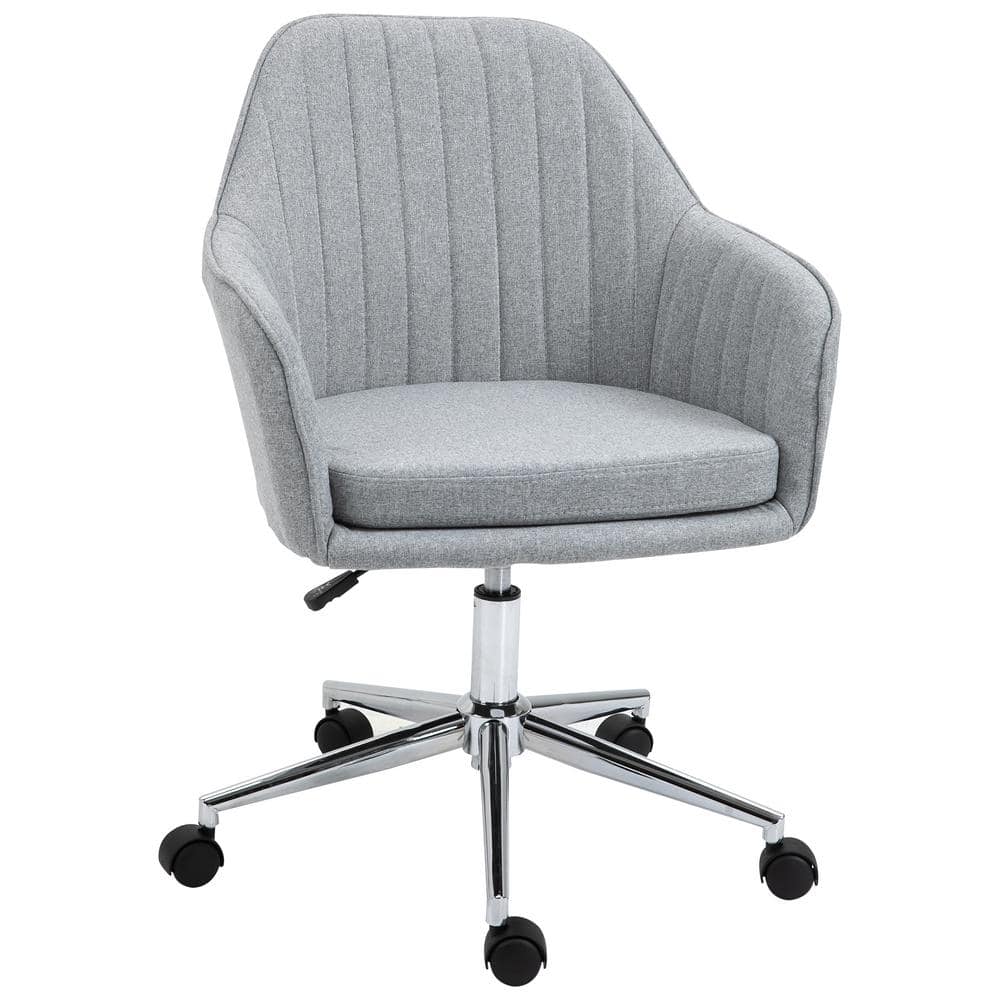Gray Fabric Mid-Back Swivel Task Chair with Metal Base