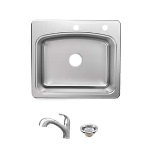Glacier Bay 33 in. Drop-In Single Bowl 20 Gauge Stainless Steel