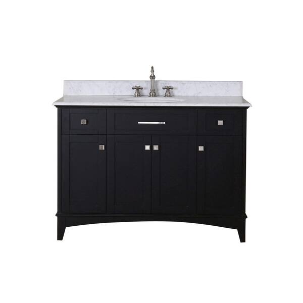 Water Creation Manhattan 48 in. Vanity in Dark Espresso with Marble Vanity Top in Carrara White with White Basin