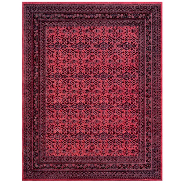 Sams International Sonoma Aurora Red and Black 5 ft. 3 in. x 7 ft. 6 in. Border Viscose Area Rug