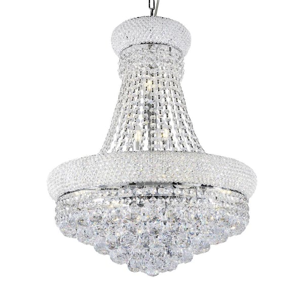 ORE International 12-Light Crystal 26 in. Adagio Empire LED Chandelier Ceiling Lamp