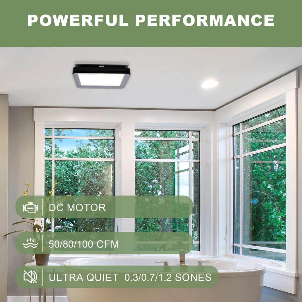 Matte Black 100 CFM Bathroom Exhaust Fan with LED Light