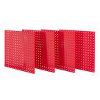 16 in. x 16 in. Heavy-Duty Steel Pegboards Mounting Hardware Included in Red (4-Pack)