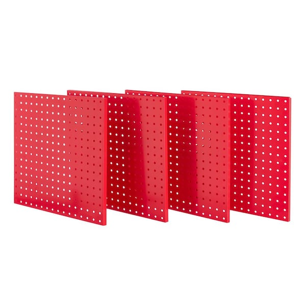 Everbilt 16 in. x 16 in. Heavy-Duty Steel Pegboards Mounting Hardware Included in Red (4-Pack)