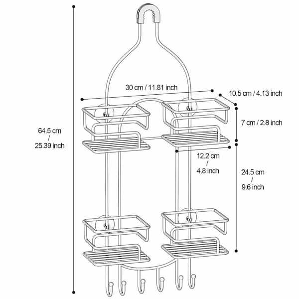 Dracelo 11 in. W x 3.1 in. D x 24.8 in. H Black Bathroom Hanging Shower Organizer, Shower Storage Rack Basket