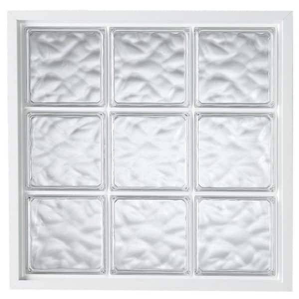 Hy-Lite 42 in. x 42 in. Acrylic Block Fixed Vinyl Window in White - Wave Block